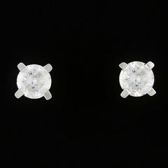 9K SOLID WHITE GOLD 0.20CT NATURAL DIAMOND CLASSIC STUD EARRINGS.