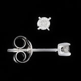 9K SOLID WHITE GOLD 0.10CT NATURAL DIAMOND CLASSIC STUD EARRINGS.