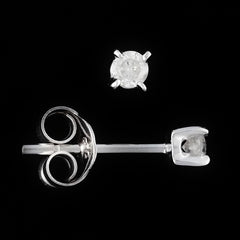 9K SOLID WHITE GOLD 0.10CT NATURAL DIAMOND CLASSIC STUD EARRINGS.