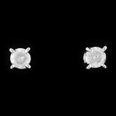 9K SOLID WHITE GOLD 0.10CT NATURAL DIAMOND CLASSIC STUD EARRINGS.