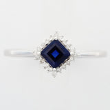 9K SOLID WHITE GOLD 0.50CT NATURAL AUSTRALIAN BLUE SAPPHIRE RING WITH 20 DIAMONDS.