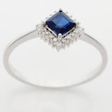 9K SOLID WHITE GOLD 0.50CT NATURAL AUSTRALIAN BLUE SAPPHIRE RING WITH 20 DIAMONDS.