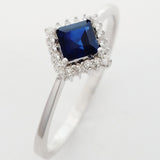 9K SOLID WHITE GOLD 0.50CT NATURAL AUSTRALIAN BLUE SAPPHIRE RING WITH 20 DIAMONDS.