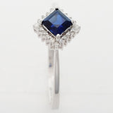 9K SOLID WHITE GOLD 0.50CT NATURAL AUSTRALIAN BLUE SAPPHIRE RING WITH 20 DIAMONDS.