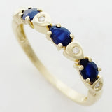 9K SOLID GOLD 0.50CT NATURAL AUSTRALIAN PEAR CUT SAPPHIRE RING WITH 4 DIAMONDS.