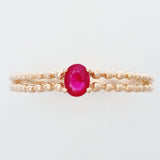 9K SOLID ROSE GOLD 0.25CT NATURAL RUBY RING WITH BEADED SHOULDERS.