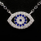 925 STERLING SILVER EVIL EYE CHARM PENDANT SET WITH SPARKLING CZ CRYSTALS.