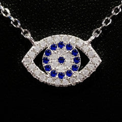 925 STERLING SILVER EVIL EYE CHARM PENDANT SET WITH SPARKLING CZ CRYSTALS.