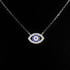 925 STERLING SILVER EVIL EYE CHARM PENDANT SET WITH SPARKLING CZ CRYSTALS.