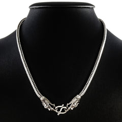 MEN'S 55 CM GENUINE SOLID STERLING SILVER DRAGON CLASP CHAIN NECKLACE.