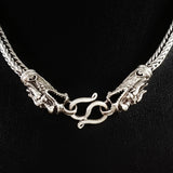MEN'S 55 CM GENUINE SOLID STERLING SILVER DRAGON CLASP CHAIN NECKLACE.