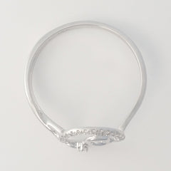 9K SOLID WHITE GOLD NATURAL DIAMOND HALO RING WITH 25 DIAMONDS.