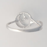 9K SOLID WHITE GOLD NATURAL DIAMOND HALO RING WITH 25 DIAMONDS.
