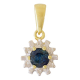 HANDMADE 9K SOLID GOLD 0.30CT NATURAL BLUE SAPPHIRE PENDANT WITH 6 DIAMONDS.
