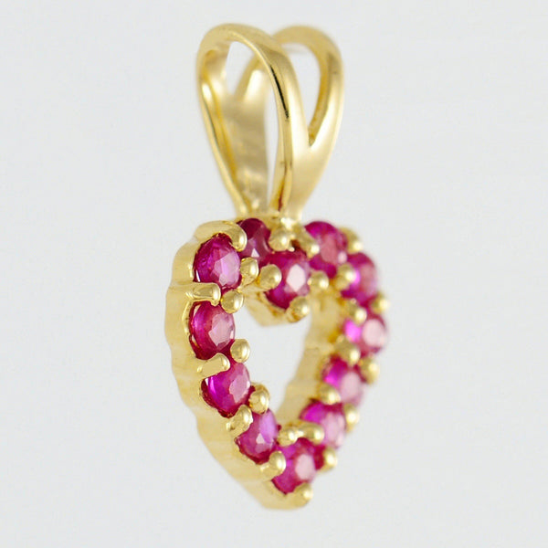 9K SOLID GOLD 0.30CT NATURAL RUBY OPEN HEART PENDANT.