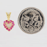 9K SOLID GOLD 0.30CT NATURAL RUBY OPEN HEART PENDANT.