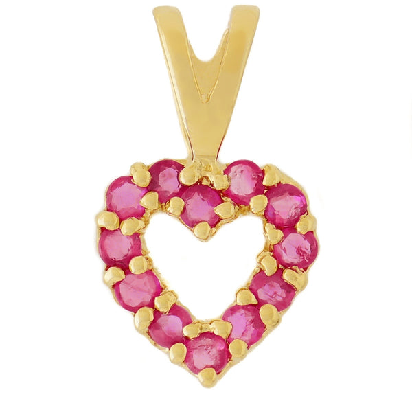 9K SOLID GOLD 0.30CT NATURAL RUBY OPEN HEART PENDANT.