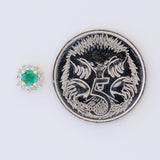 HANDMADE 9K SOLID GOLD 0.30CT NATURAL EMERALD STUD EARRINGS WITH 24 DIAMONDS.