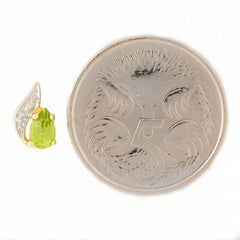 9K SOLID GOLD 0.45CT NATURAL PERIDOT AND DIAMOND STUD EARRINGS.