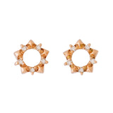 9K SOLID ROSE GOLD STAR SHAPE STUD EARRINGS WITH 10 DIAMONDS.