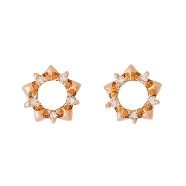 9K SOLID ROSE GOLD STAR SHAPE STUD EARRINGS WITH 10 DIAMONDS.