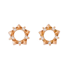 9K SOLID ROSE GOLD STAR SHAPE STUD EARRINGS WITH 10 DIAMONDS.