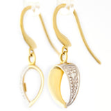 9K SOLID YELLOW GOLD HOOK EARRINGS WITH DIAMOND ACCENTS.