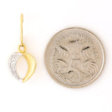 9K SOLID YELLOW GOLD HOOK EARRINGS WITH DIAMOND ACCENTS.