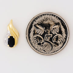 9K SOLID GOLD 0.80CT BLACK SAPPHIRE AND DIAMOND STUD EARRINGS.