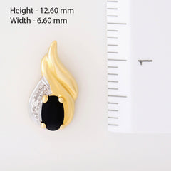 9K SOLID GOLD 0.80CT BLACK SAPPHIRE AND DIAMOND STUD EARRINGS.