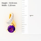 9K SOLID GOLD 0.92CT AMETHYST AND DIAMOND STUD EARRINGS.