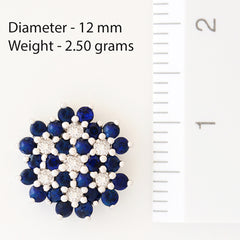 9K SOLID WHITE GOLD 1.30CT NATURAL SAPPHIRE CLUSTER EARRINGS WITH 14 DIAMONDS.