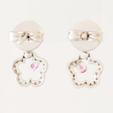 9K SOLID WHITE GOLD FLORAL INSPIRED NATURAL RUBY EARRINGS WITH 40 DIAMONDS.