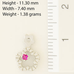 9K SOLID WHITE GOLD FLORAL INSPIRED NATURAL RUBY EARRINGS WITH 40 DIAMONDS.