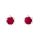 9K SOLID WHITE GOLD 0.30CT NATURAL RUBY CLASSIC STUD EARRINGS.