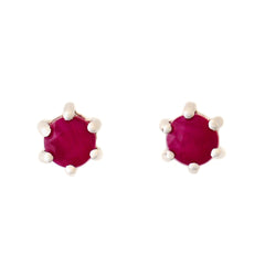 9K SOLID WHITE GOLD 0.30CT NATURAL RUBY CLASSIC STUD EARRINGS.