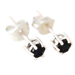 9K SOLID WHITE GOLD 0.30CT NATURAL SAPPHIRE CLASSIC STUD EARRINGS.
