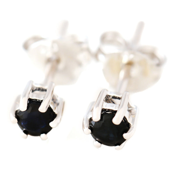 9K SOLID WHITE GOLD 0.30CT NATURAL SAPPHIRE CLASSIC STUD EARRINGS.