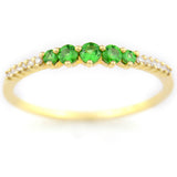 9K SOLID GOLD 0.30CT NATURAL GREEN GARNET RING WITH 12 DIAMONDS.