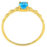 9K SOLID YELLOW GOLD 0.60CT NATURAL SWISS BLUE TOPAZ RING.