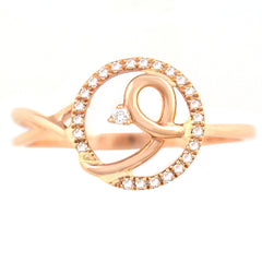 9K SOLID ROSE GOLD NATURAL DIAMOND HALO RING WITH 25 DIAMONDS.
