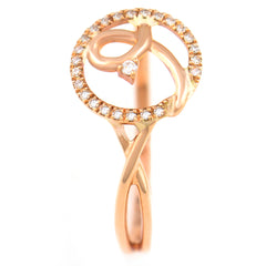 9K SOLID ROSE GOLD NATURAL DIAMOND HALO RING WITH 25 DIAMONDS.