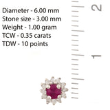 HANDMADE 9K SOLID GOLD 0.35CT NATURAL RUBY STUD EARRINGS WITH 24 DIAMONDS.
