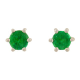 9K SOLID WHITE GOLD 0.30CT NATURAL EMERALD CLASSIC STUD EARRINGS.