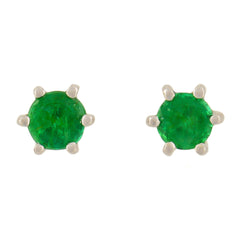 9K SOLID WHITE GOLD 0.30CT NATURAL EMERALD CLASSIC STUD EARRINGS.