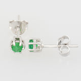 9K SOLID WHITE GOLD 0.30CT NATURAL EMERALD CLASSIC STUD EARRINGS.
