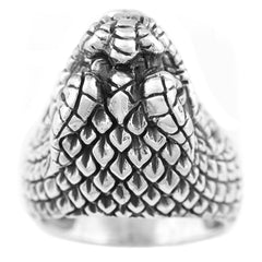 MEN'S GENUINE 925 STERLING SILVER COBRA SNAKE RING. LARGE HEAVY + IMPRESSIVE.