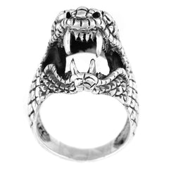 MEN'S GENUINE 925 STERLING SILVER COBRA SNAKE RING. LARGE HEAVY + IMPRESSIVE.