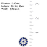 925 STERLING SILVER EVIL EYE MATI NAZAR ROUND KARMA CRYSTAL STUD EARRINGS.