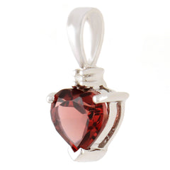 PETITE 9K SOLID WHITE GOLD 0.50CT NATURAL HEART GARNET AND DIAMOND PENDANT.